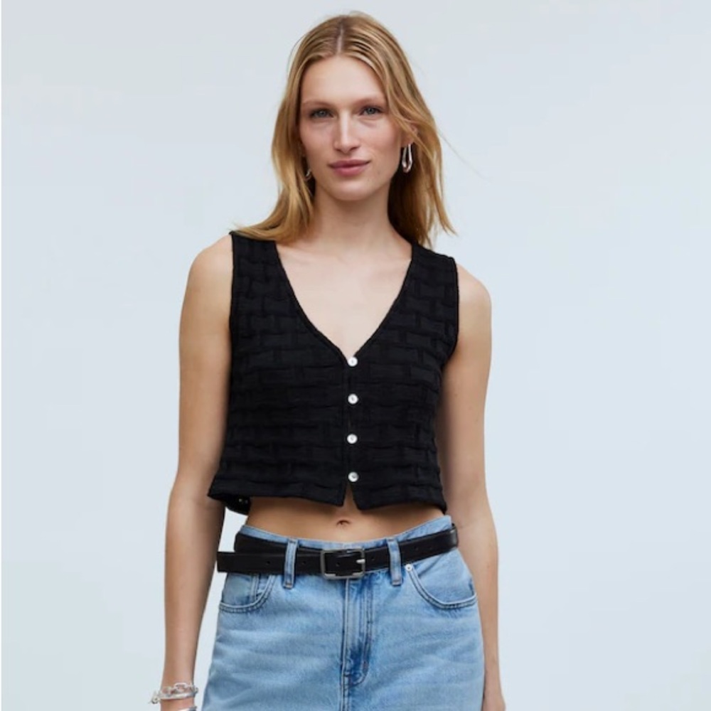 Madewell Basketweave Stitch Vest Top, Size Small 🖤